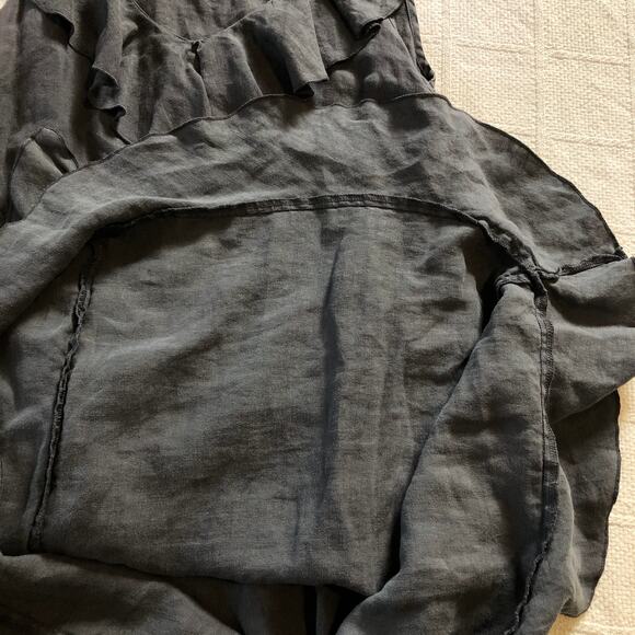 VTG 90s Russ Berens Malibu Gray Ruffle Midi Dress L Coastal Minimalist Made USA - Picture 11 of 12